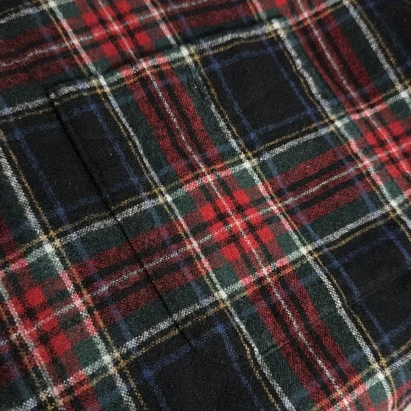 Pendleton Black Tartan Plaid Wool Long Sleeve Shirt Elbow Patches Large VTG
